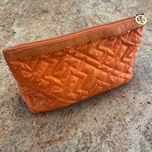 Tori Burch Orange Quilted Women's Cosmetic Traval Bag